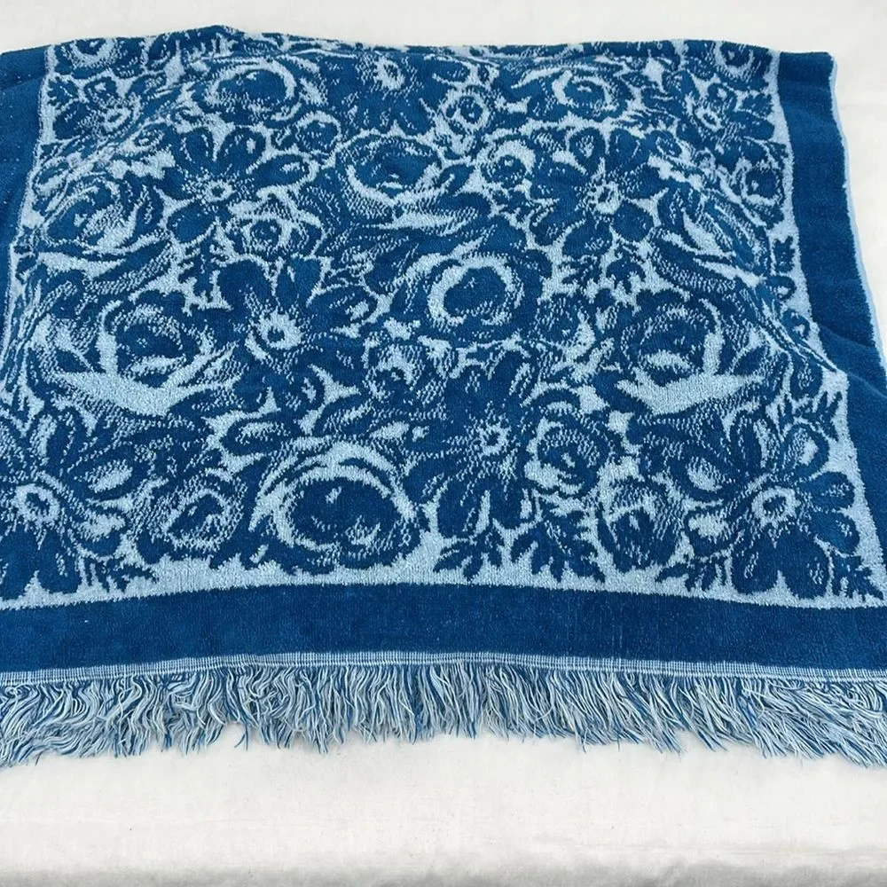 Surety Deluxe Towel Set Vintage Cotton USA Bath Towel Washcloth Blue Floral